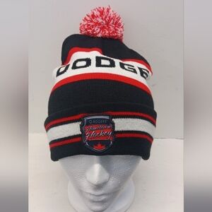 Dodge Beanie Hat Cap Black White Winter Toque Knit POM Rogers Hometown Hockey